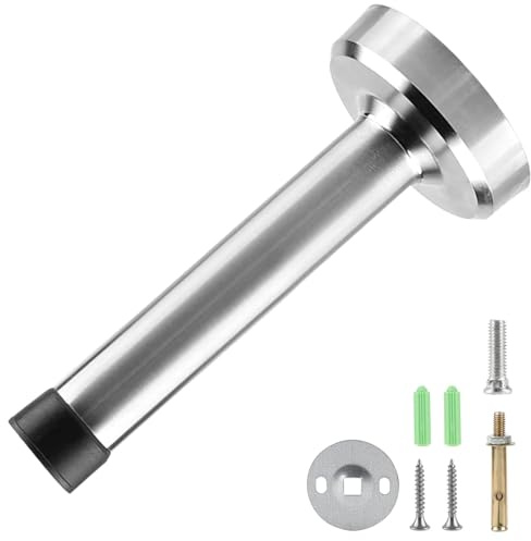 Misuyue Wandtürstopper Wand Edelstahl, Türstopper Wand 8.5cm, Türpuffer | Türstopper Wandmontage mit Gummi Puffer Enthält Befestigungsmittel