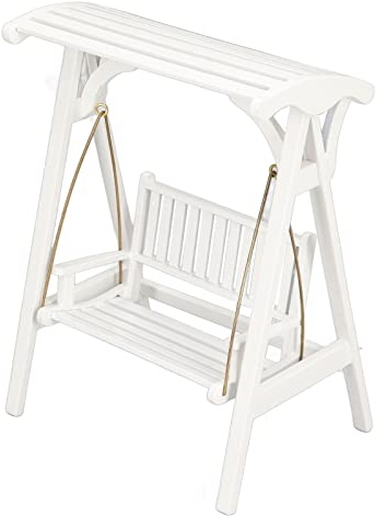 1:12 Mini-Veranda-Schaukel, Puppenhaus, Märchen-Gartenmöbel, Zubehör, Weiße Schaukel, Moderner Stil, Puppenhaus, Miniatur-Gartenmöbel