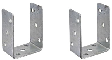 2x U-Pfostenträger verzinkt zum Aufschrauben 81x120x4 mm