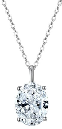 Lieson Halsketten für Frauen Silber 925, Anhänger Kette Damen Oval Zirkonia Silber 45CM, Geburtstag Muttertag Weihnachten Geschenk für Mama Ehefrau Freundin