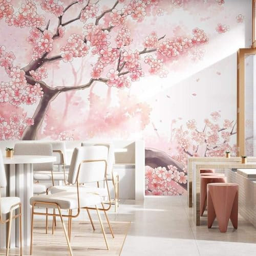 3D murale moderno che decora camera da letto fiore di ciliegio fiore fiore soggiorno divano tv carta da parati adesivo murale150cm×105cm