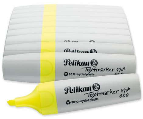 Pelikan Textmarker 490 eco, Neon-Gelb, 10 Stück, mit Keilspitze | Pelikan Textmarker 490 eco, Neon-Gelb, 10 Stück, mit Keilspitze
