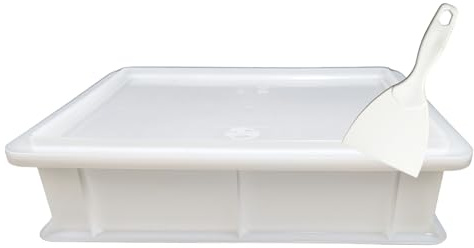 GENUS DEI Pizza and Bread Leavening Box, Food Container -Plastic Dough Box + Lid, 30 x 40 x 10 cm White Plastic Dough Paddle | Food-safe dough box with white plastic dough paddle. Ideal for pizza, bread proofing and bakery preparation.