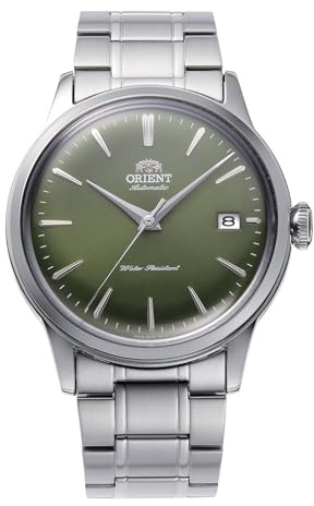 Orient Classic Bambino 38mm - Orologio Da Uomo Automatico a Carica Manuale Elegante Bracciale e Cassa In Acciaio Metallizzato Quadrante Verde - RA-AC0M09E30B RA-AC0M09E