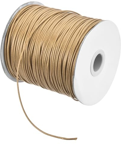 QUARKZMAN Cordoncino Cerato 1,5mm Cordoncino in Poliestere Cerato 175 Iarde Filo Cerato per Realizzazione Braccialetti Collane Perline Gioielli Creazioni Fai Da Te (Cachi)