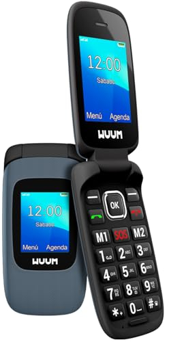 WUUM CLAP – Telefono Cellulare con sportello a doppio schermo | Tasti e numeri grandi | 2 Memorie dirette e Pulsante SOS | Bluetooth | Grande batteria 800mAh | USB-C (Titanium)