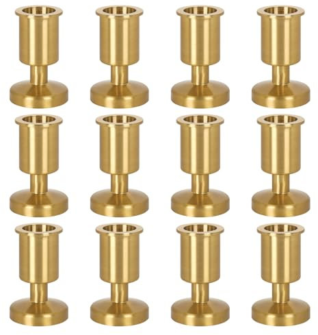 Kerzenhalter aus Kupfer, 12 Stück, dekorativer Kerzenständer für Stabkerzen, Metall-Kerzenhalter, Dekoration für Hochzeit, Abendessen, Party, Einweihung, Jahrestag