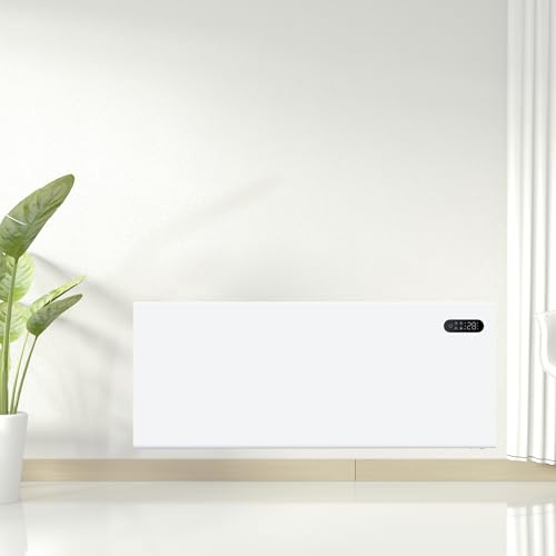 Electric Panel Heater for Home or Office - Wall Mounted or Portable Freestanding with Touchscreen Timer, Remote Control Open Window Detection & Thermostat (2000W White, 52x403x955mm)