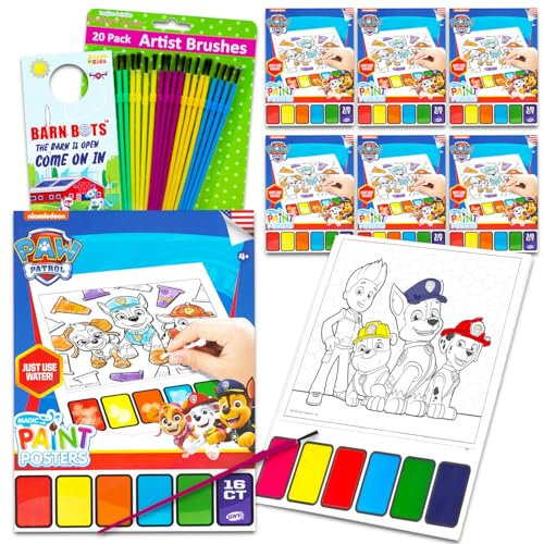 Paw Patrol Malen mit Wasser Partygeschenk-Set – Bündel mit 6 Paw Patrol Aquarellmalerei-Aktivitätsbüchern für Jungen mit Pinseln | Bulk Paw Patrol Partyzubehör Kunst und Handwerk