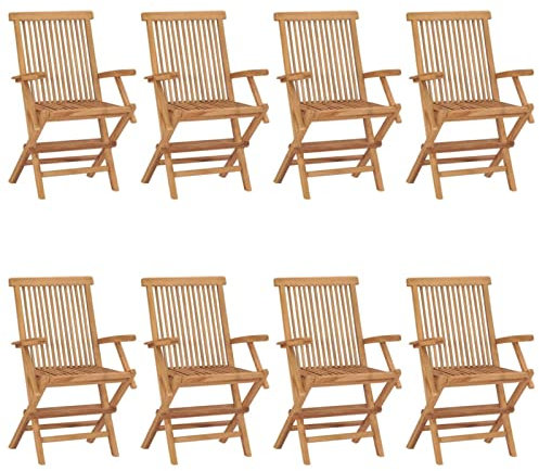 Iiaky Gartenstühle 8 STK. Massivholz Teak BalkonmöBel Garten MöBel DraußEn StüHle Garten Outdoor Garten Stuhl Gartensessel Wetterfest 3072888