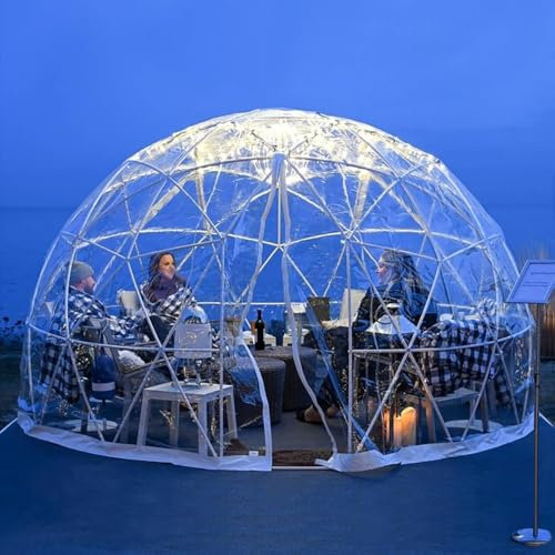 PIWSCIOO Bubble Tent 12ft Upgraded, Kuppelzelt für den Garten mit PVC-Abdeckung, Bubble House Dome mit Tür und Fenstern, Wetterfestes Kuppelzelt für den Außenbereich