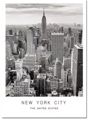 Wandkunst New York Leinwanddrucke Gemälde Stadtlandschaft Poster Wandbilder für Wohnzimmer Heimwanddekoration 50x70cm (ungerahmt)
