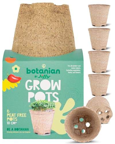 Peat Free Fiber Growing Pots Home Compostable & Biodegradable Sphagnum Moss Seedling Pots & Root Trainers Healthy Plant Growth Eco Friendly Peat-Free Planters Indoor & Outdoor Gardening Jiffy Botanian