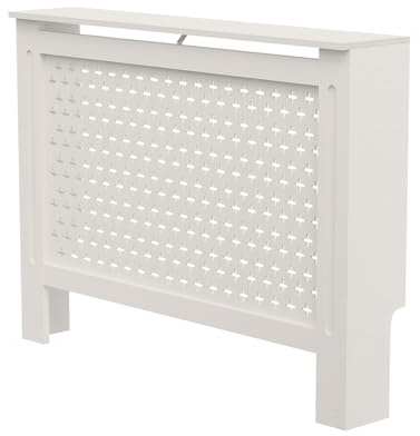 BELOFAY Radiator Cover White | Stylish & Compact Radiator Shelf with Top Surface | Durable, Space-Saving & Heat-Efficient | Ideal for Modern Homes | Easy Assembly (Medium, Diamond)