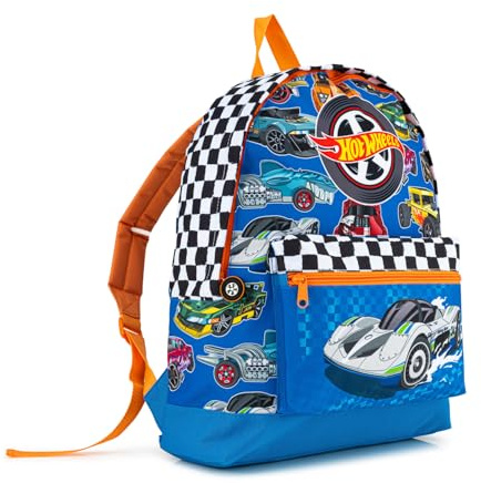 Hot Wheels Barnryggsäck | Hållbar skolryggsäck med justerbara remmar | Vattentät design | Inkluderar stort huvudfack och känguruficka | Åldrar 3–10 år