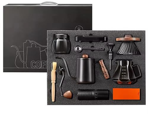 FOTN Pour Over Coffee Maker Set, Outdoor Camping Travel Portable Espresso Coffee Kit Maker, Luxury Hand Drip Grinder Manual Coffee Serving Sets Gifts as Souvenirs