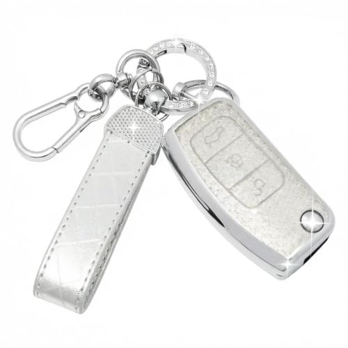 SparkleJoy Autoschlüssel Hülle Glitzer Kompatibel mit Ford Fiesta Focus Mondeo Tourneo Ecosport Galaxy Kuga Falcon Fusion Escort Ka B-Max Schlüssel，TPU Schutzhülle Cover - Flip Key