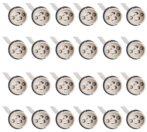 WIYETY 24 Stück GU10 Fassung: Keramiksockel mit 15CM Draht, Brandschutz GU10 Lampenfassung 0,75mm² Kabeldurchmesser Led fassung für LED Spots und Halogen Lampen, GU10 Fassungen