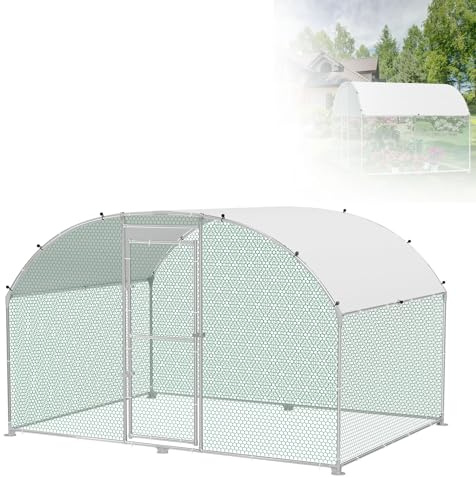 ROSEJANE Profi Hühnerstall 3x2x2 m Metall Freilaufgehege mit verzinktem Stahlrahmen, PE-Dach & Bogenaufsatz für Geflügel und Kleintiere