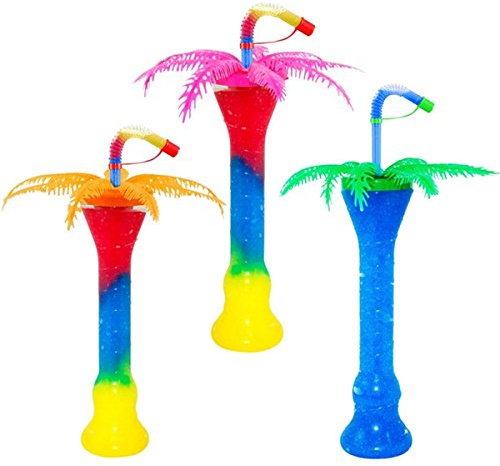JG-Verpackungen 156 Slush EIS Becher, Becher + Deckel + Trinkhalm + Palme, 330/350ml