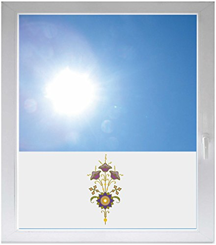 INDIGOS UG - Fensterfolie Blickdicht Ornament Blume - 1000x500mm - Sonnenschutzfolie Fenster - Sichtschutzfolie Fenster Bad, Küche, Fenster, Milchglasfolie