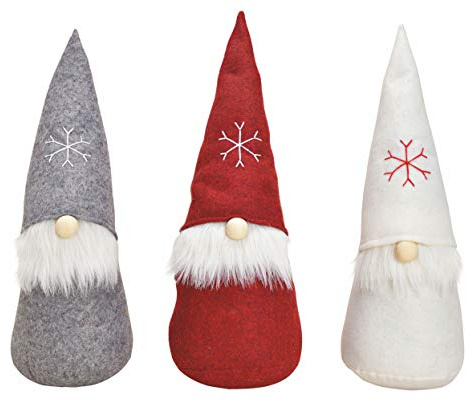 Spetebo Wichtel XXL im 3er Set - 50 cm in 3 Farben - Deko Weihnachtszeit | Weihnachtswichtel Sitzend Zwerg Kantenhocker Paar Pärchen Dekowichtel Stoffwichtel Plüschwichtel Zwergenpaar Winterdeko