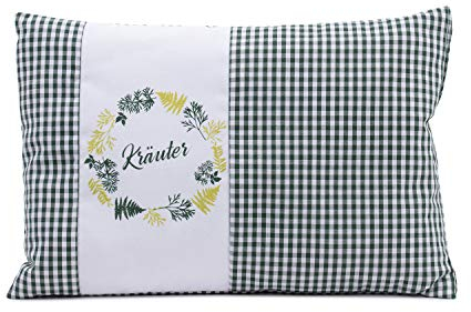 Gözze - Kräuter Duftkissen, 200g Kräutermischung-Füllung, Bezug aus 100% Baumwolle, 30 x 20 cm - Grün kariert