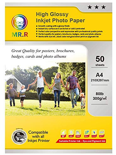 MR.R Enkelsidigt högblankt bläckstrålefotopapper 300 gsm A4 210x297 mm 50 ark