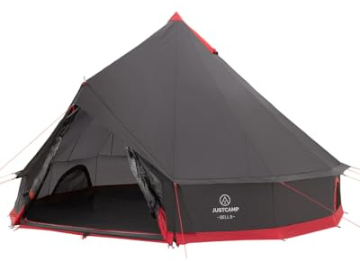 JUSTCAMP Bell 8 Tipi Zelt für Gruppen, Familien oder Camping bis zu 8 Personen, Grau