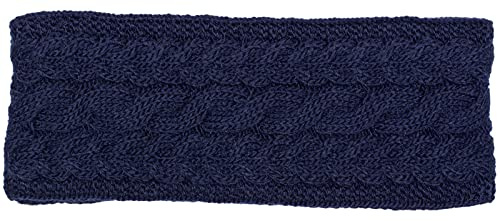 styleBREAKER Damen Strick Stirnband Zopfmuster Fleece, Dunkelblau | 23 cm Bundweite ungedehnt, 9 cm breit, für 51-59 cm Kopfumfang, isolierendes Innenfutter gegen Kälte, Made in Europe.