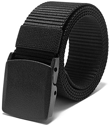 Mens Plastic Nylon Canvas Belt, Lightweight Breathable Military Tactical Men Waist Belt with Plastic Buckle for Work and Travel