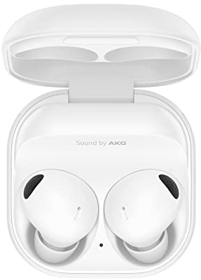 Samsung Galaxy Buds2 Pro kabellose Bluetooth-Kopfhörer, True Wireless, Geräuschunterdrückung, Lade-Etui, Klangqualität, Wasserabweisend, White inkl. Nukin Clear Case[Exklusiv bei Amazon]