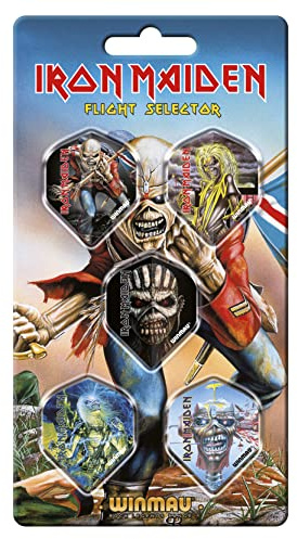 Winmau - Iron Maiden Dart Flight Collection - Dart Flights 5 Sets Per Pack (15 in Total) Extra Thick 100 Micron - Standard Shape Darts Flights - Professional Darts Accessories