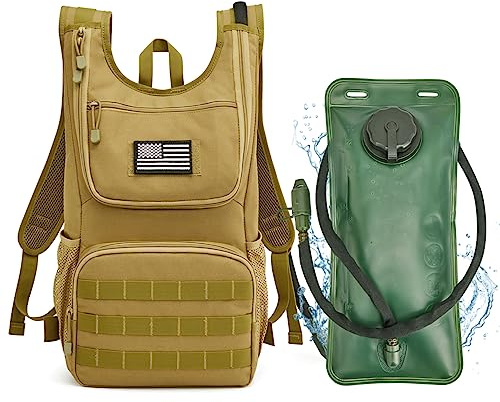 G4Free Militär Trinkrucksack Rucksäck mit 2L Verbesserter Blase Trinkblasen Wanderrucksäcke für Wandern Radfahren Laufen Ausflug und Klettern