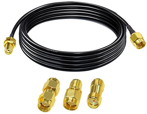 TUOLNK RG174 SMA Koaxialkabel Stecker auf Buchse RF Koaxialkabel + 3 Stück SMA Adapter Set 3G 4G LTE WiFi Antenna Wireless Lan Low Loss Verlängerungskabel CB Radio 9,8 Fuß (3 m)