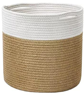 YDQUANI Baumwollseil-Pflanzenkorb für Blumentopf Indoor-Pflanzgefäße, 30 x 30 cm Jute faltbar Aufbewahrungskorb Organizer Modernes Dekor Haushalt Wäschekorb