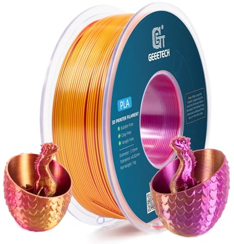 GEEETECH Tricolor Silk PLA Filament 1,75mm, 3D Drucker Filament 1KG/Spule, Silk Rot Gold Lila
