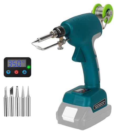 YEX-BUR Cordless Soldering Iron for Makita 18V Battery, 75W Digital Adjustable Temperature 200-460℃ Soldering Gun with 50g 0.04 Solder Wire, 5 Tips for Repairing Welding