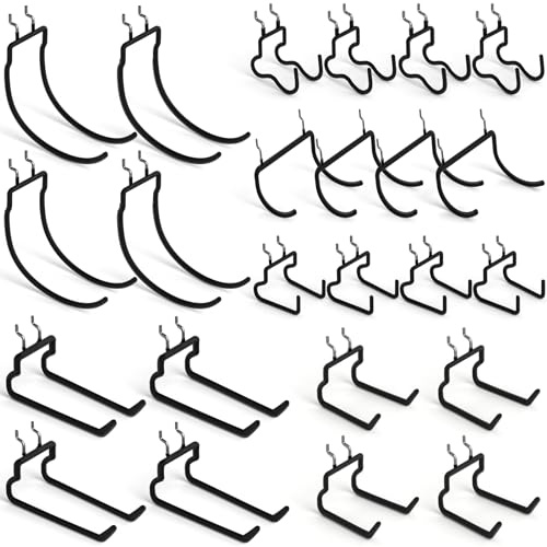 INCLY 24 Pack Heavy Duty Pegboard Hooks, 1/4 Pegboard Drill Holder Tool Utility Hooks, Peg Board Tool Hangers Accessories for Hanging Power Tools, Drill, Hammer, Workbench, Garage