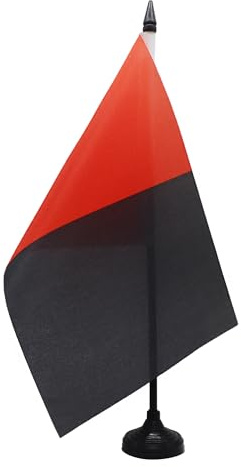 AZ FLAG Drapeau de Table Rouge et noir 21x14 cm Socle Plastique | Usage intérieur Drapeau de bureau deux couleurs finition cousue et bords renforcés polyester 100D