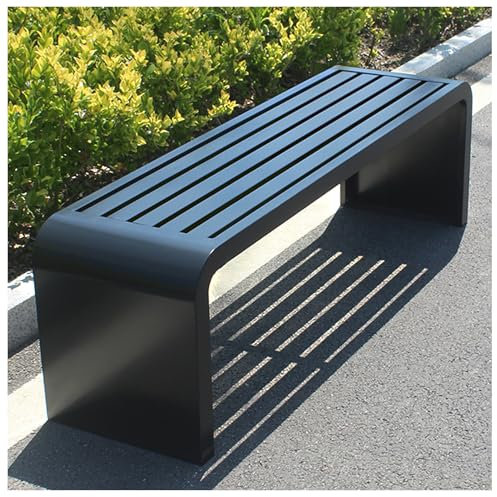 ETKIN Gartenbank Metall, 2-8 Sitzer Sitzbank, Gartenbank Wetterfest, Gartenbank Ohne Lehne, Parkbank bis 225kg belastbar, Terrassenbank für Garten, Balkon und Terrasse,Schwarz,120x40x45cm