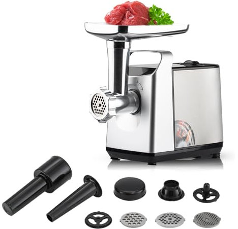 XoTiq Electric Meat Grinder, Heavy Duty Meat Mincer, Sausage Stuffer Maker, Max 1200W Food Meat Grinder, Meat Grinder with Attachments, Stainless Steel, for Home Kitchen Commercial Use