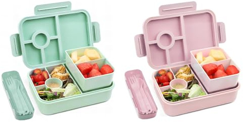 Bugucat Brotdose Kinder 1300ML, Lunchbox Auslaufsicher Mit 5 Fächern, Bento Box für Kinder & Erwachsene, Vesperdose Frühstücksbox für Mädchen & Jungen BPA-Frei