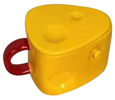 Tazza da Caffè in Ceramica, Tazze da Caffè Irregolari a Forma di Formaggio Carino Creativo da 19,4 Once, Tazza da Tè Multifunzionale Alla Moda con Coperchio e Manico per la Decorazione della Casa e De