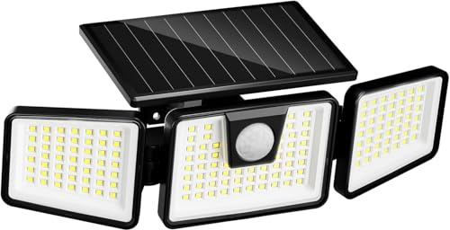 FLOWood Solarlampen für Außen mit Bewegungsmelder, 156 LED, 1 Stück | Solar Wandleuchten, 360° drehbar, 270° Beleuchtungswinkel, IP65 wasserdicht, für Garten, Garage und Veranda