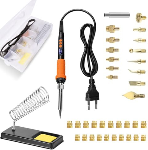 Mintion Gewindeeinsatz Lötspitzen Set, 90W Lötkolbensatz digitaler Temperaturregelung, M3 Gewindeeinsätze für 3D Druck, Lötspitzen M2-M8, Heat Set Einsätze Werkzeug, 3D Druck Zubehör, Heat Set Trim
