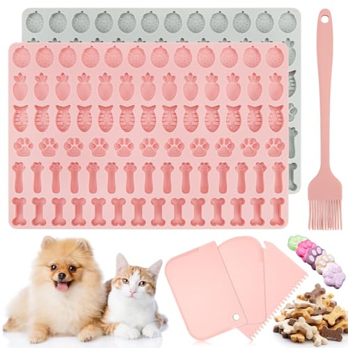 2 Stück Backmatte Hundekekse, BPA-frei, mit Teigschaber und Backpinsel | Silikon Hundekekse Backform für DIY Hundeleckerlies, Schokolade, Kekse