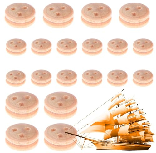 Nybhyjka Kit de polea de modelo de barco de madera, bloques de polea de madera - Juguetes de ruedas de madera reutilizables,Kit de construcción de modelo de barco de madera 20x, suministros de