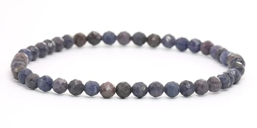 LAKADA Echtes Edelstein Armband mit facettierten 4mm Perlen Heilstein Schutzstein Edelsteinarmband Glücksbringer Talisman Geschenk