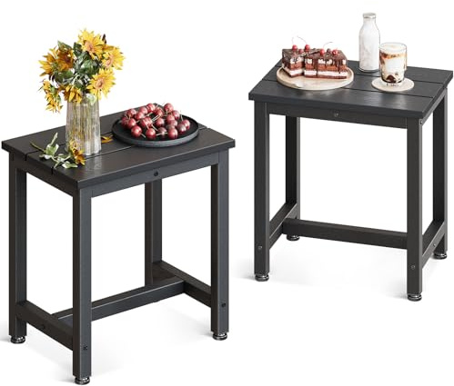 Coleshome Beistelltisch Outdoor 2er Set, Beistelltisch Klein für Garten, Terrasse und Poolbereich, Wetterbeständig/Pflegeleicht, für den Innen- und Außenbereich, Schwarz